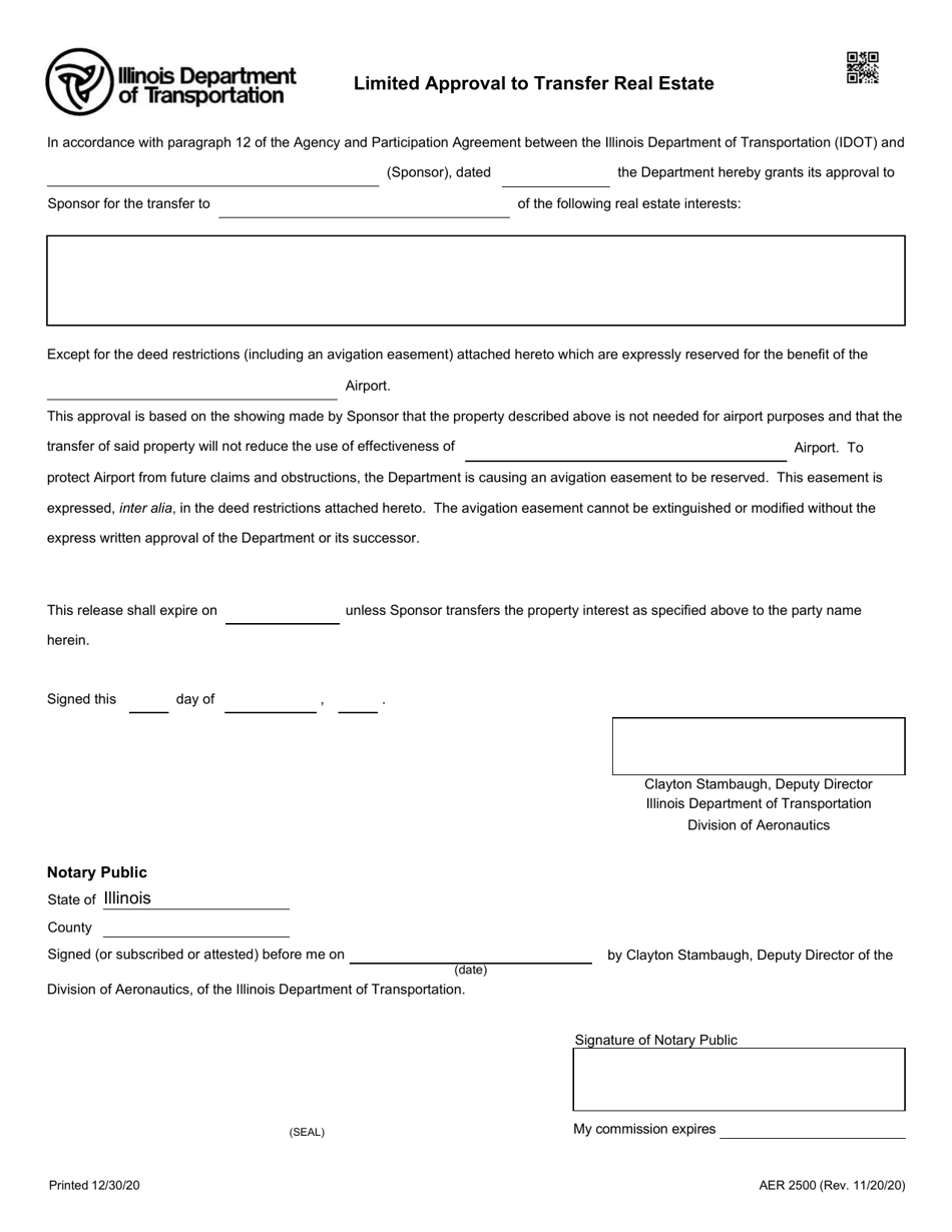 Form AER2500 Limited Approval to Transfer Real Estate - Illinois, Page 1