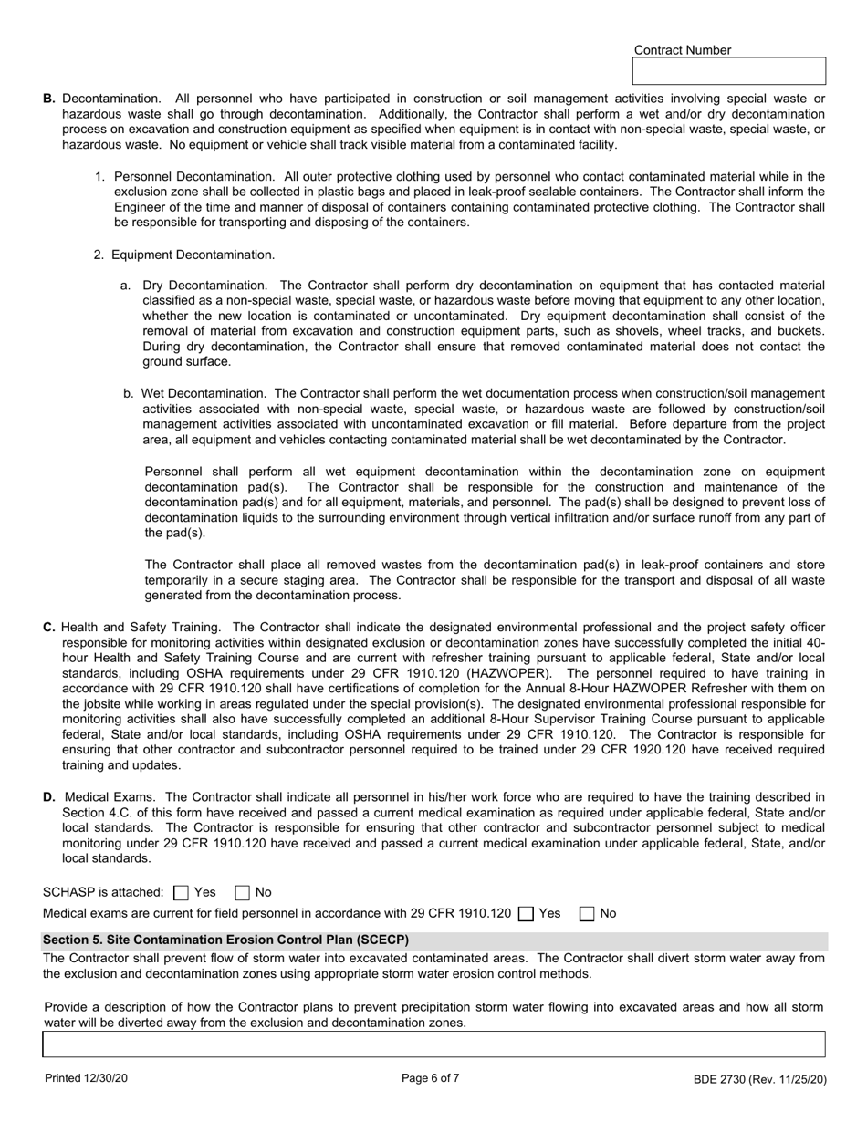 Form BDE2730 Regulated Substances Pre-construction Plan (Rspcp) - Illinois, Page 6