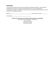 State Form 57024 Pandemic Unemployment Assistance (Pua) Job Attachment Documentation - Indiana, Page 2