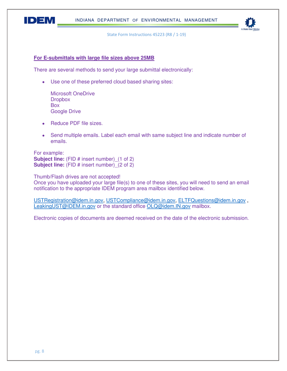 Instructions for State Form 45223 Notification for Underground Storage Tanks - Indiana, Page 8