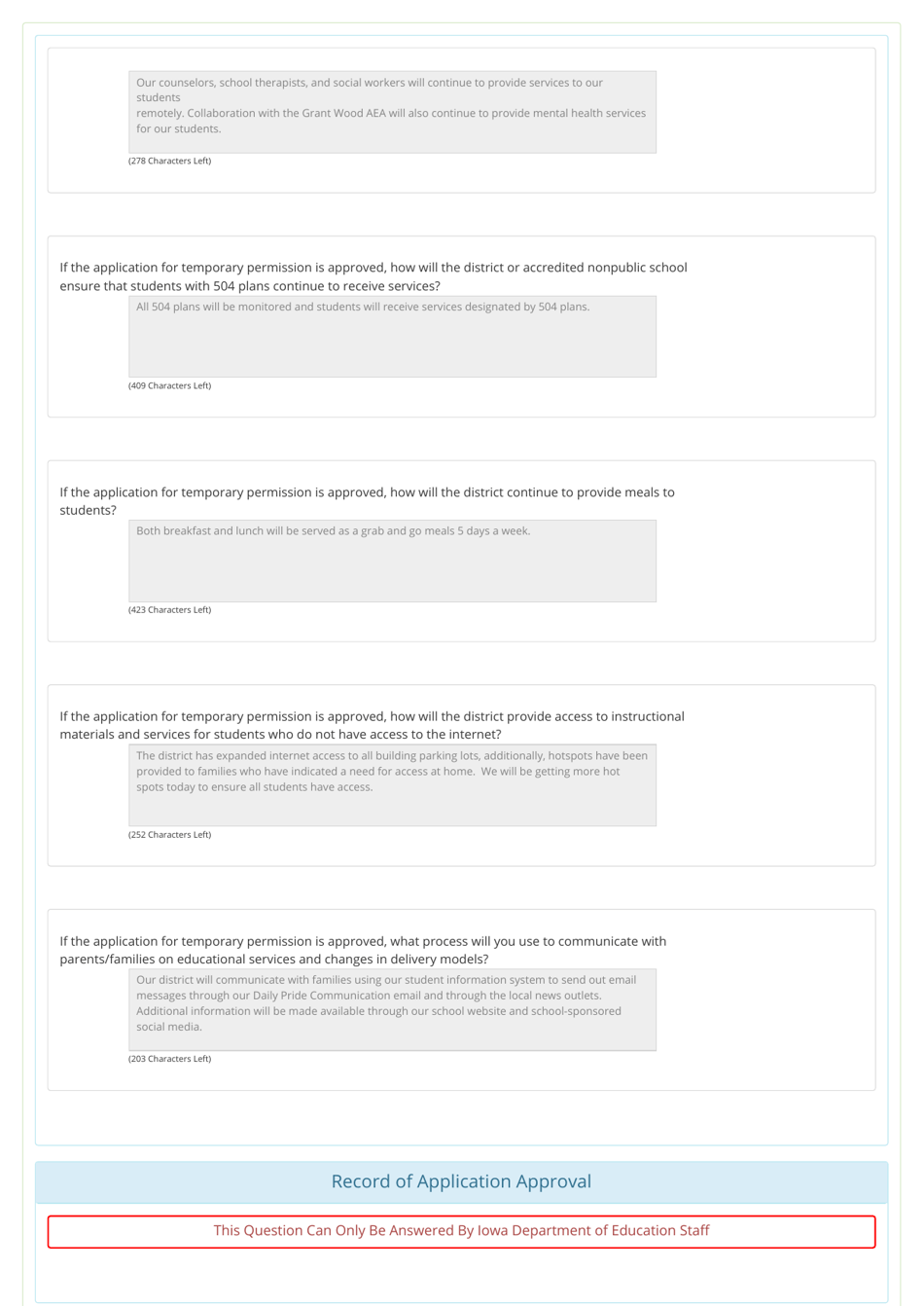 Temporary Permission to Provide Primarily Continuous / Remote Learning (Optional) - Lisbon - Iowa, Page 3