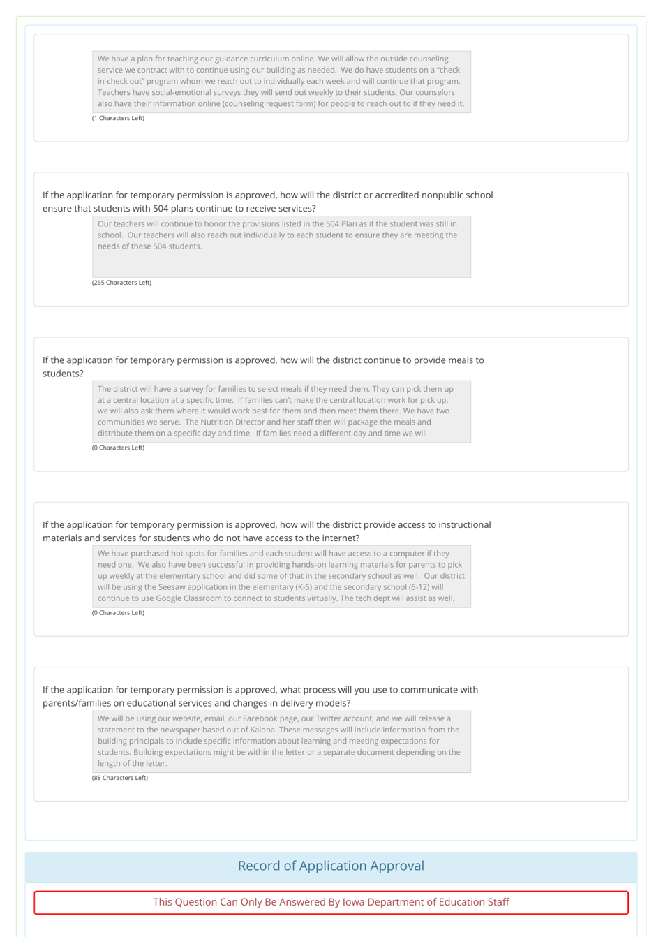 Temporary Permission to Provide Primarily Continuous / Remote Learning (Optional) - Highland - Iowa, Page 3