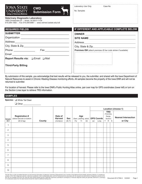 Cwd Submission Form - Iowa Download Pdf