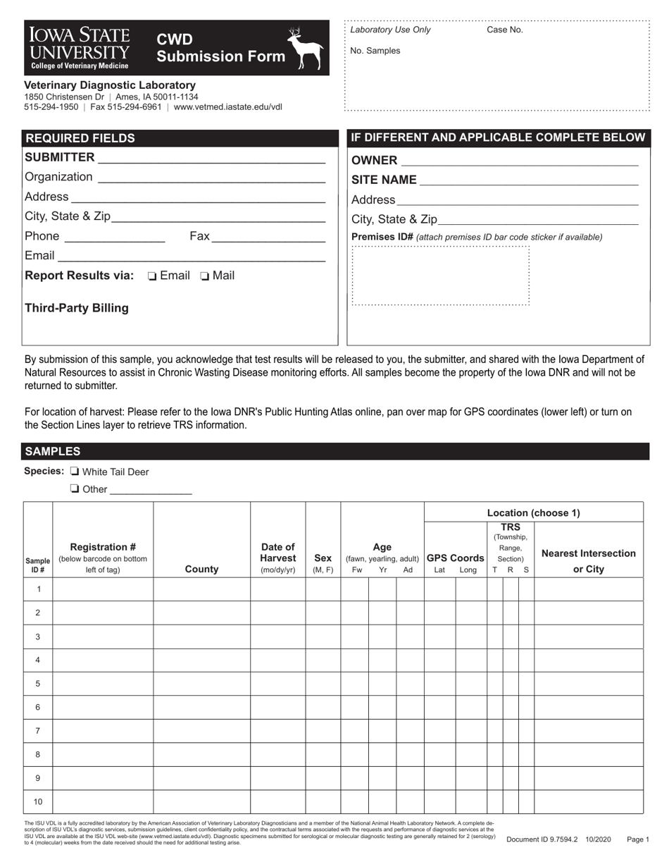 Cwd Submission Form - Iowa, Page 1