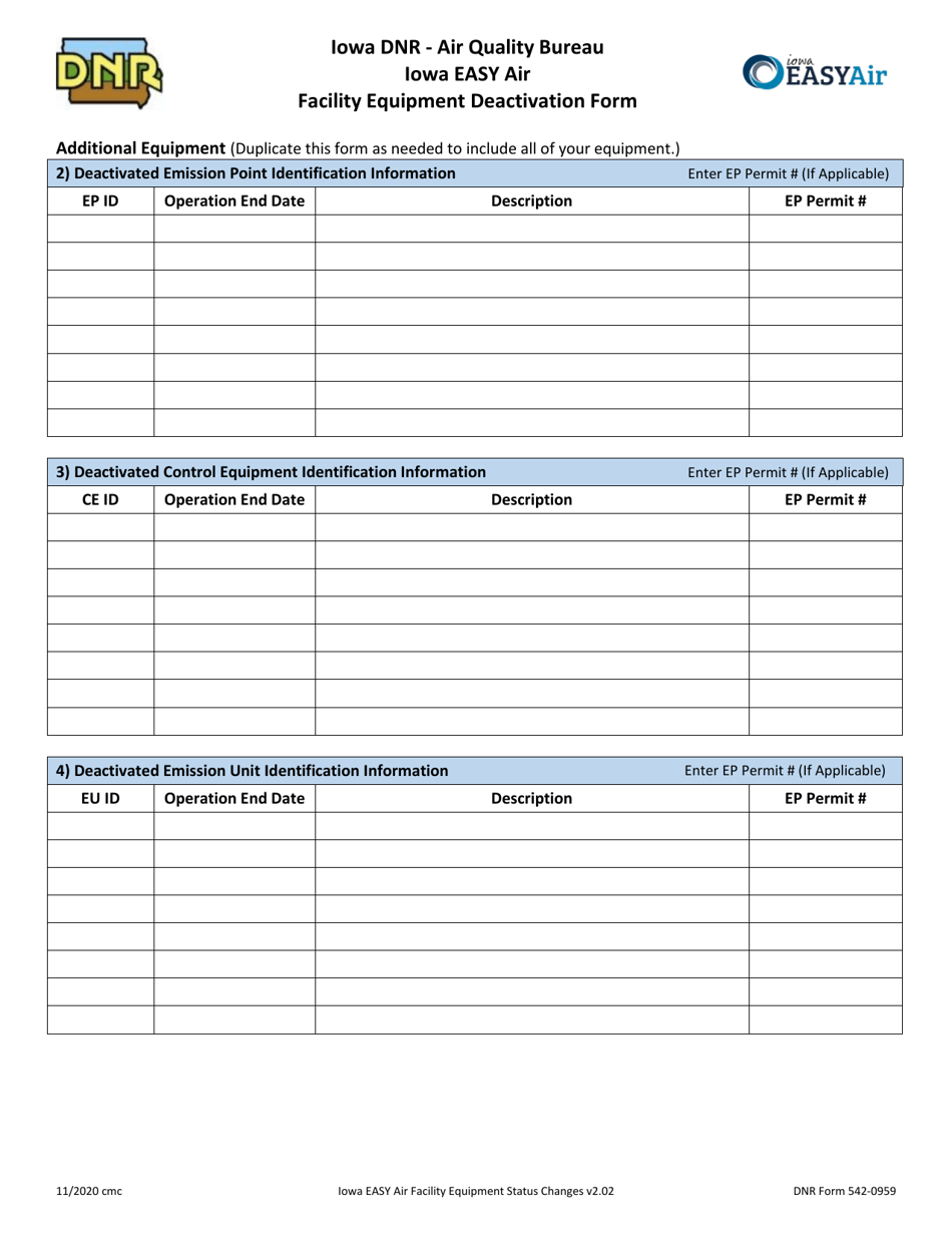 DNR Form 542-0959 Iowa Easy Air Facility Equipment Deactivation Form - Iowa, Page 3