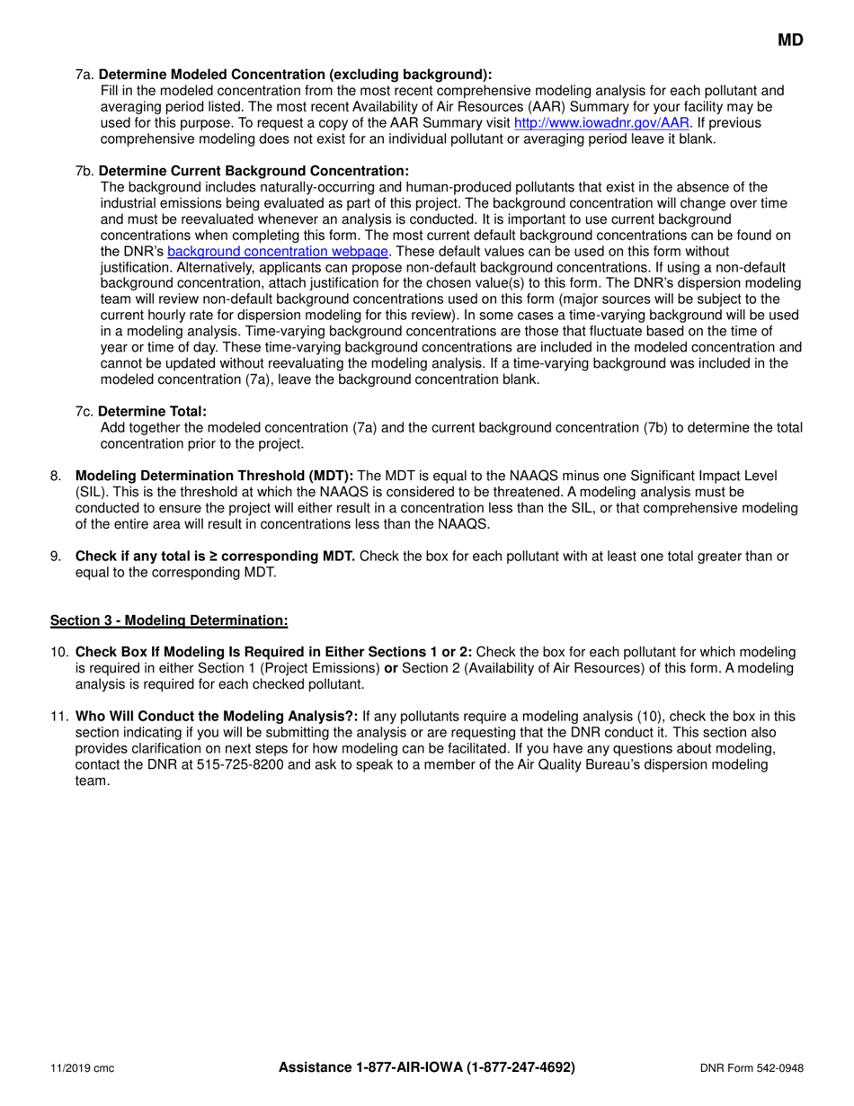 DNR Form 542-0948 (MD) Non-psd Modeling Determination Form - Iowa, Page 5