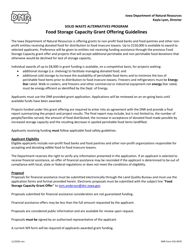 Document preview: DNR Form 542-0070 Food Storage Capacity Grant Offering Application - Iowa