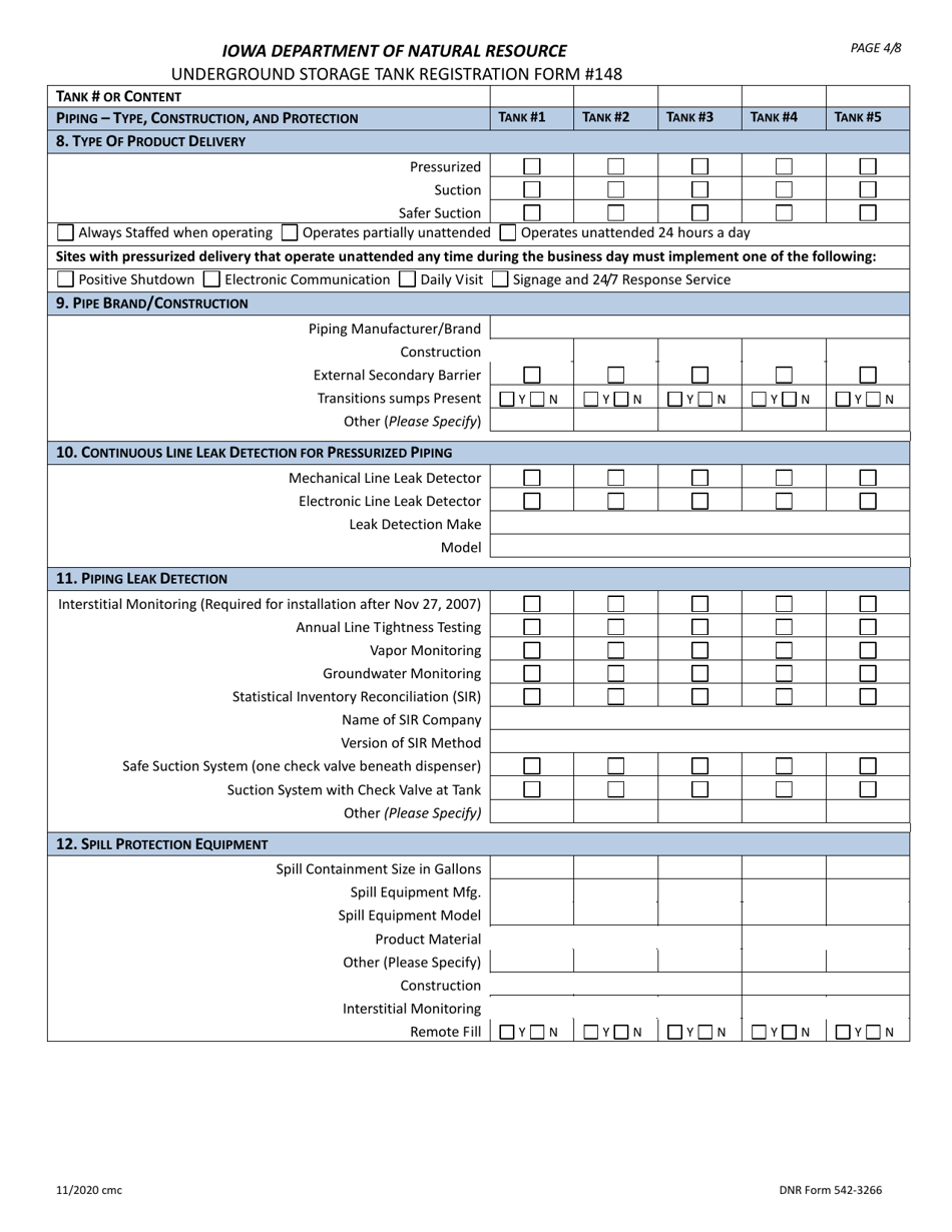 DNR Form 542-3266 Ust Section Registration Form 148 - Iowa, Page 4