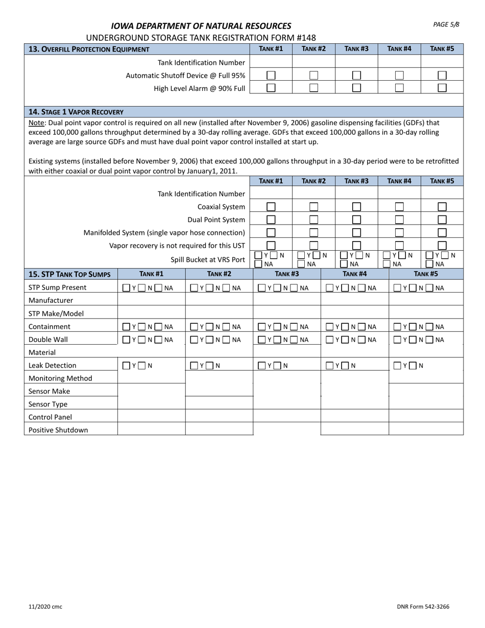 DNR Form 542-3266 Ust Section Registration Form 148 - Iowa, Page 5
