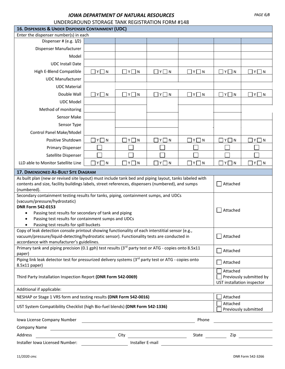 DNR Form 542-3266 Ust Section Registration Form 148 - Iowa, Page 6