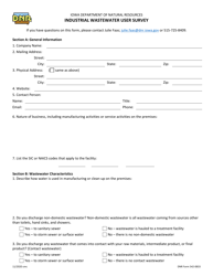 DNR Form 542-0833 Industrial Wastewater User Survey - Iowa