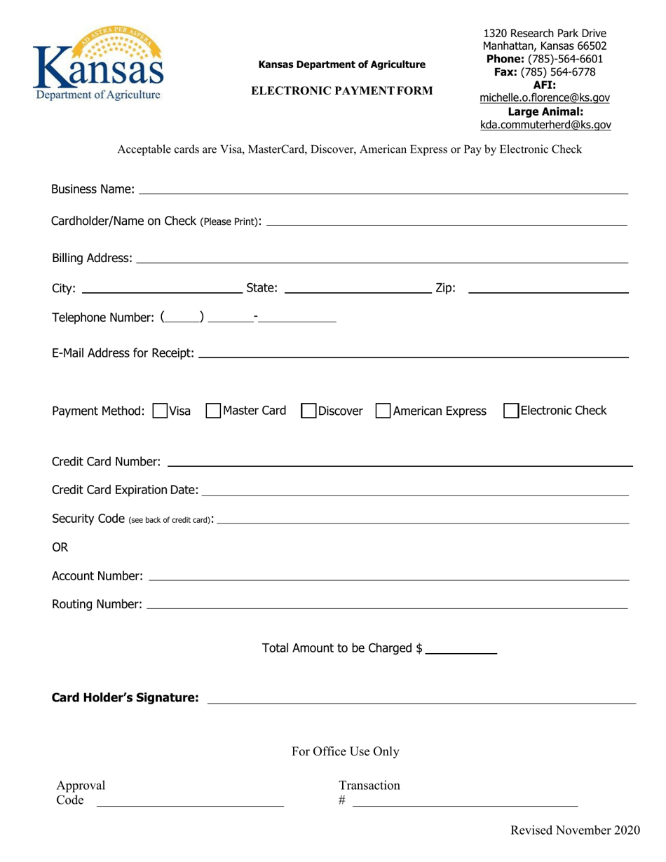 Electronic Payment Form - Kansas, Page 1
