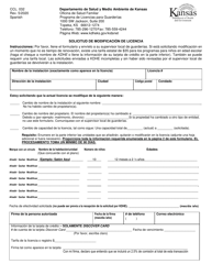 Formulario CCL.032 Solicitud De Modificacion De Licencia - Kansas (Spanish)