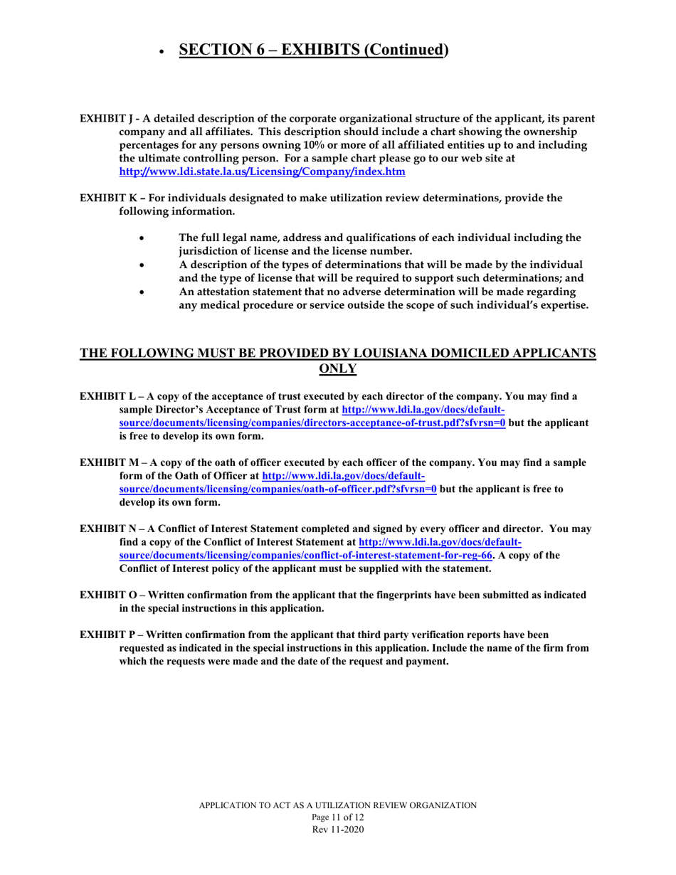 Application to Act as a Utilization Review Organization in the State of Louisiana - Louisiana, Page 11
