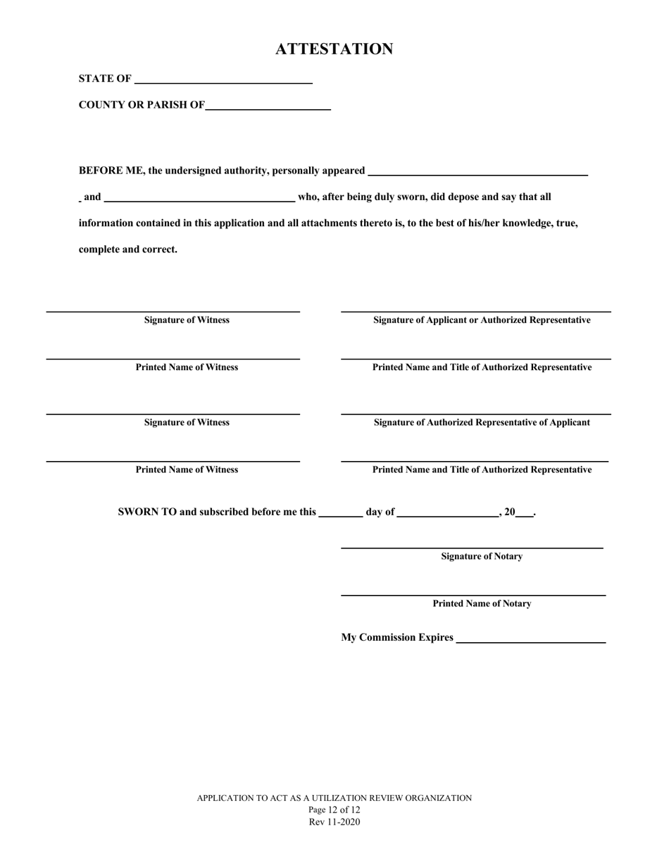Application to Act as a Utilization Review Organization in the State of Louisiana - Louisiana, Page 12