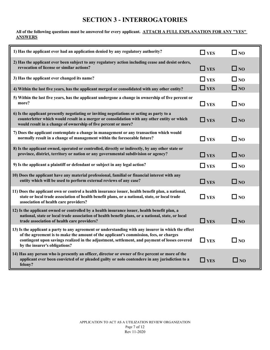 Application to Act as a Utilization Review Organization in the State of Louisiana - Louisiana, Page 7