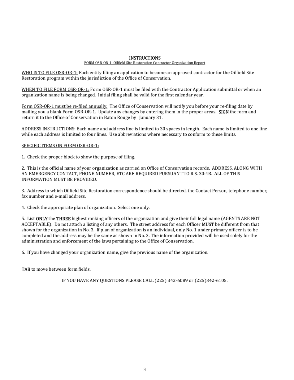Form OSR-OR-1 Oilfield Site Restoration Program Contractor Application - Louisiana, Page 3