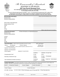 Form FP-102 Ast Use Permit Renewal Form - Massachusetts