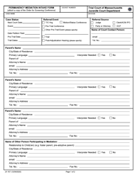 Form JV-167 Permanency Mediation Intake Form - Massachusetts