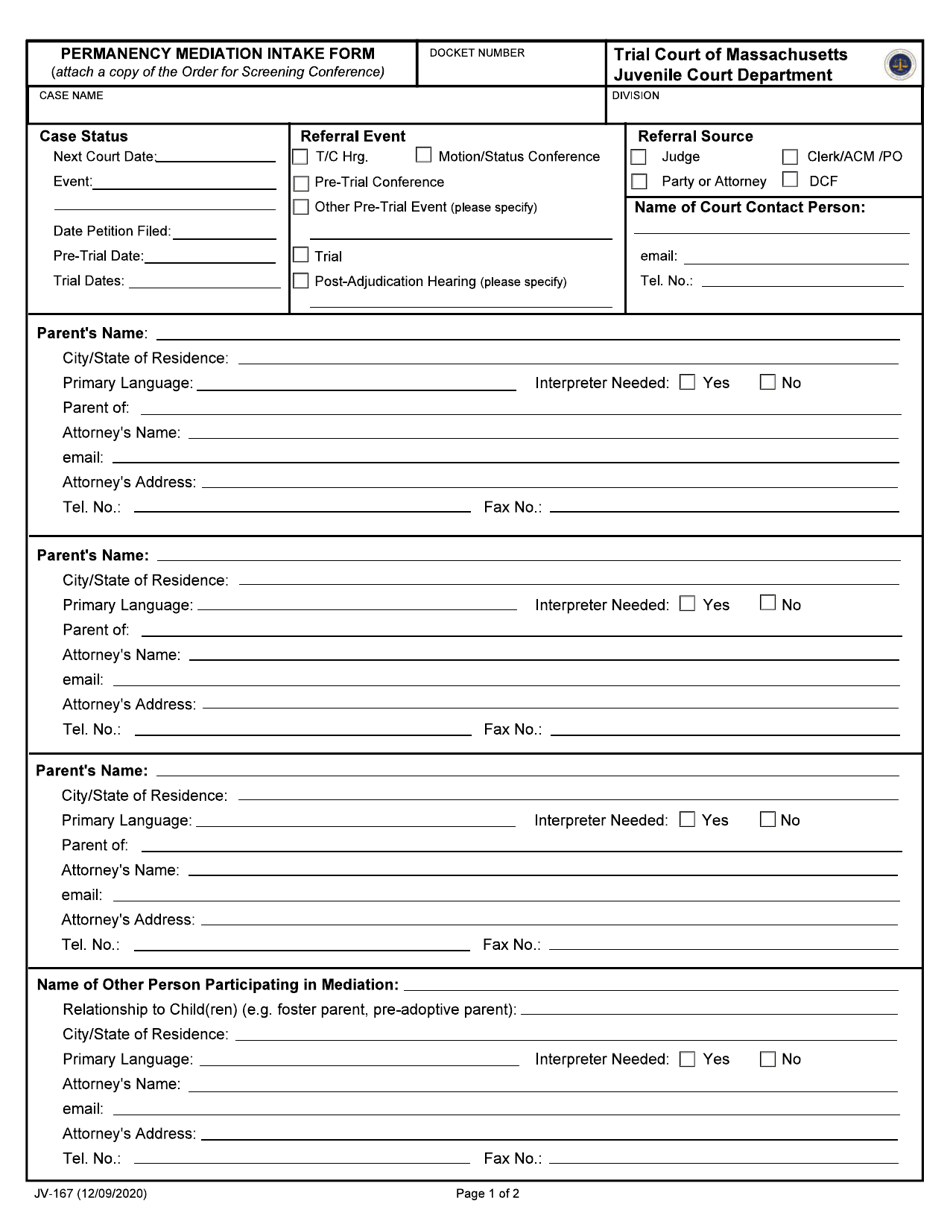 Form JV-167 - Fill Out, Sign Online and Download Fillable PDF ...