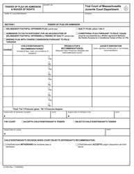Form JV-005 &quot;Tender of Plea or Admission &amp; Waiver of Rights&quot; - Massachusetts
