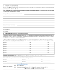 Form AR-0175 Change of Owner, Officer, Director, Member, or Stockholder Application - Michigan, Page 2