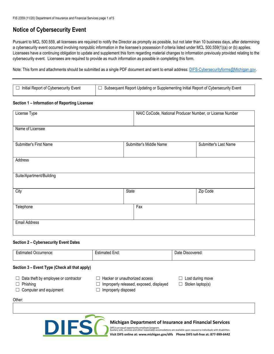 Form FIS2359 - Fill Out, Sign Online and Download Fillable PDF ...