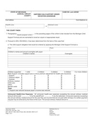 Form FOC10D Uniform Child Support Order Deviation Addendum - Michigan