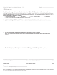 Form FOC10D Uniform Child Support Order Deviation Addendum - Michigan, Page 2