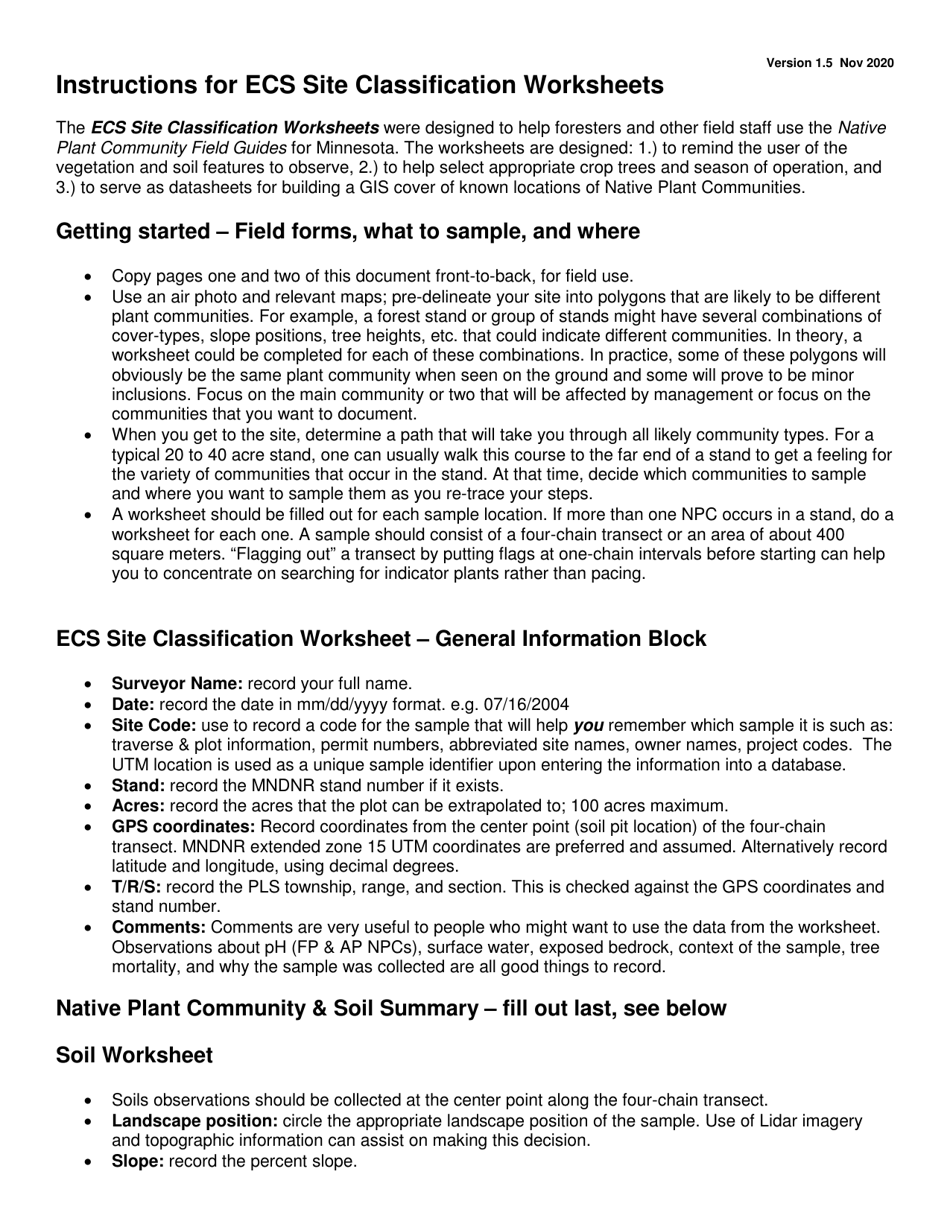 Ecs Site Classification Worksheet - Minnesota, Page 3
