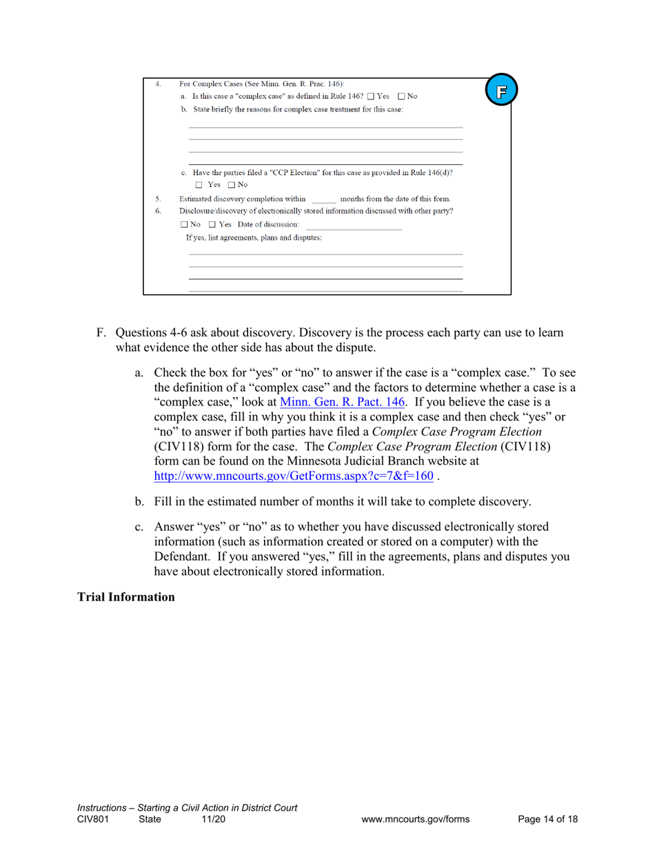 Form CIV801 Instructions - Starting a Civil Case in District Court - Minnesota, Page 14