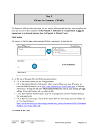 Form CIV801 Instructions - Starting a Civil Case in District Court - Minnesota, Page 3