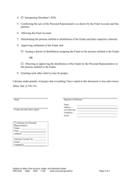 Form PRO1302 Petition to Allow Final Account, Settle, and Distribute Estate - Minnesota, Page 3