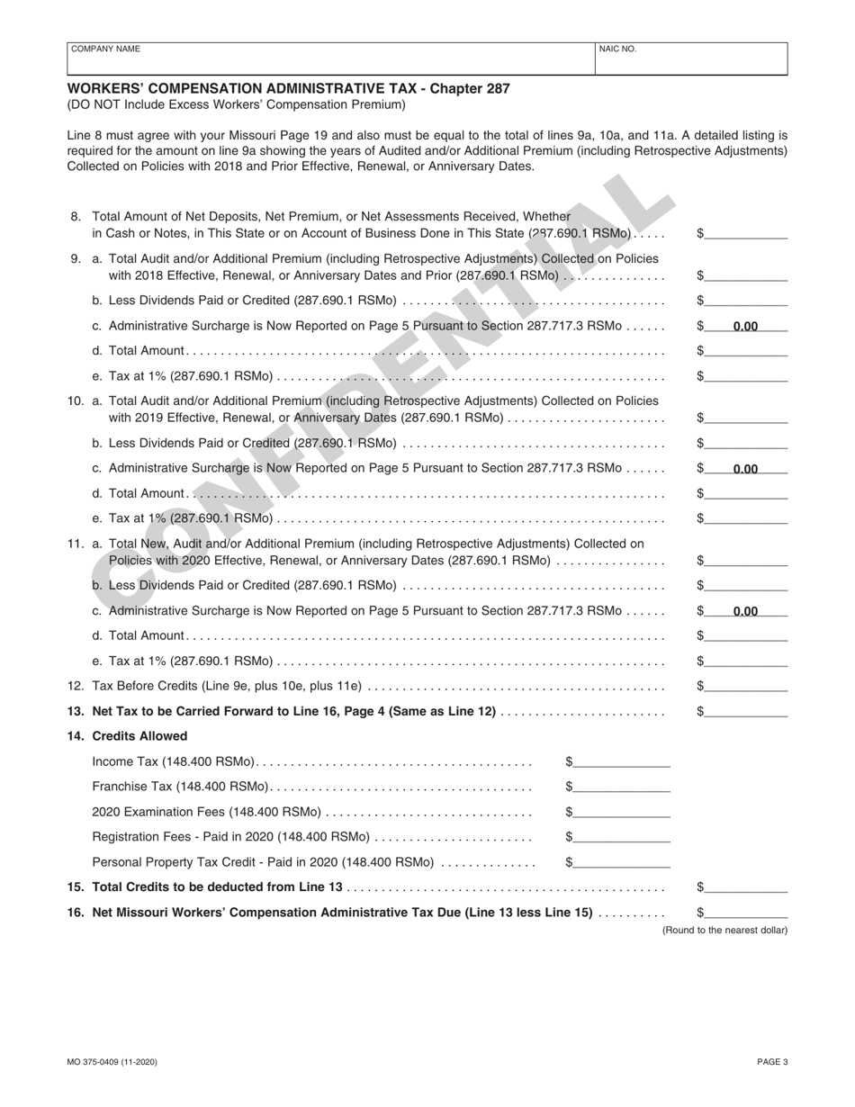 Form MO-375-0409 Casualty Insurance Companies - Missouri, Page 3