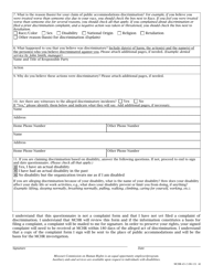 Form MCHR-45 Intake Questionnaire - Complaints Against Places of Public Accommodations - Missouri, Page 2