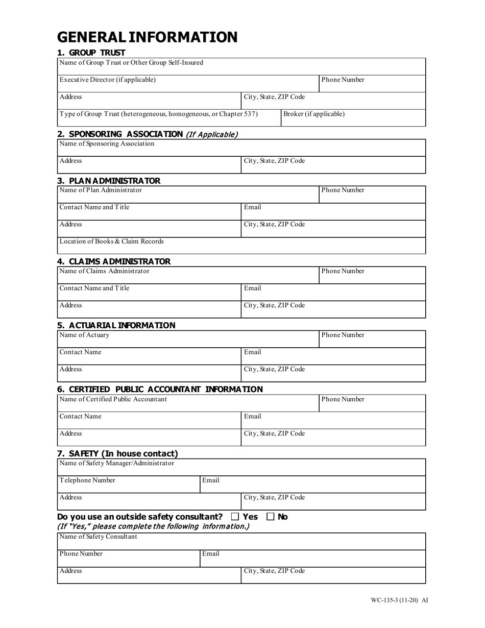 Form WC-135 Workers Compensation Trust Self-insurance Annual Reporting - Missouri, Page 3
