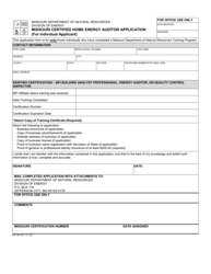 Document preview: Form MO780-2011 Missouri Certified Home Energy Auditor Application (For Individual Applicant) - Missouri