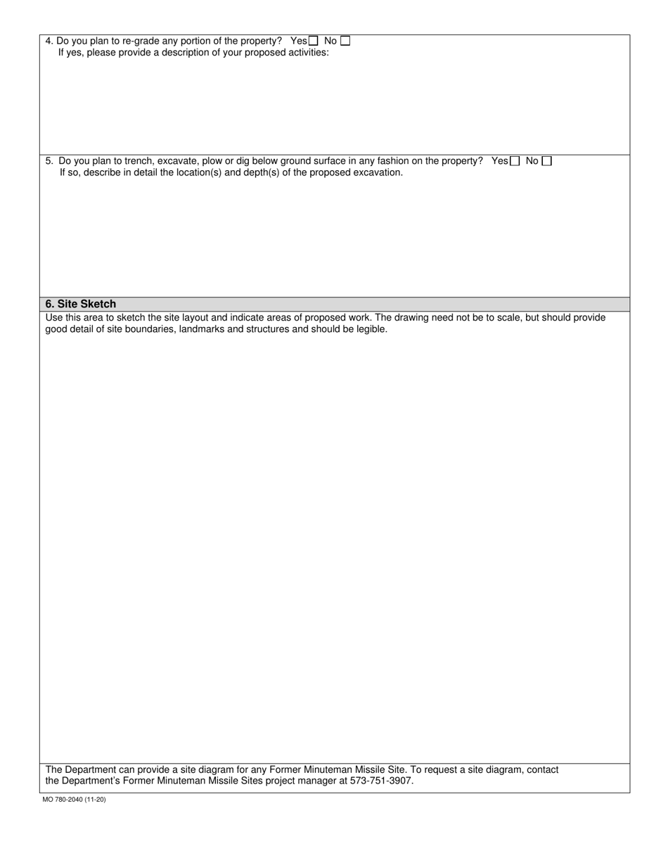 Form MO780-2040 Former Minuteman Missile Site Property Change Request - Missouri, Page 2