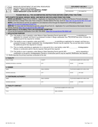 Form E (MO780-0795) Application for General Permit Under Missouri Clean Water Law - Missouri