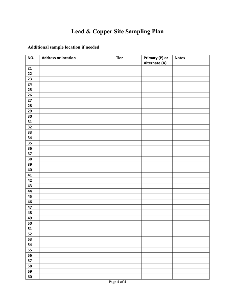 Lead and Copper Site Sampling Plan - Montana, Page 4