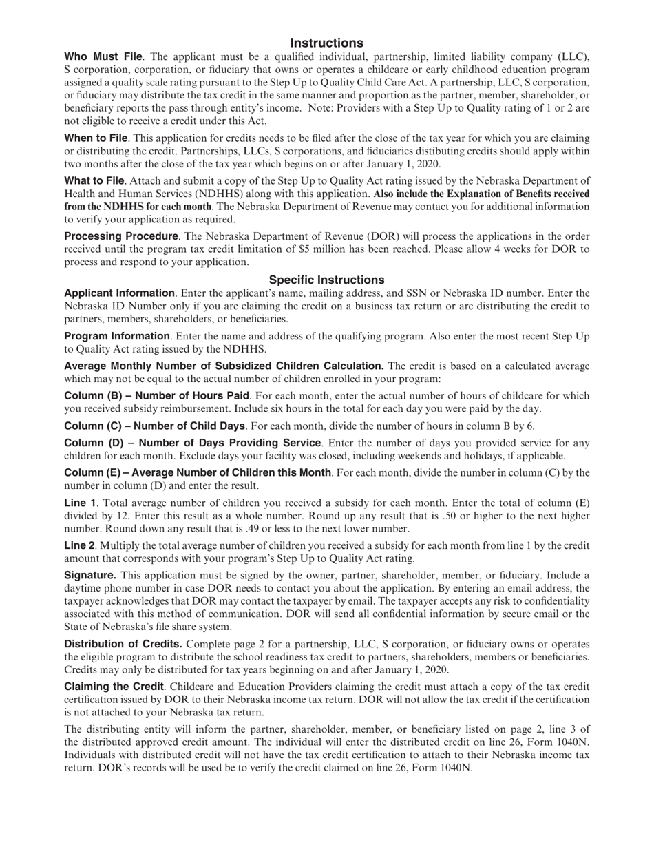 Form 8-772-2017 School Readiness Tax Credit Act - Application for Childcare and Education Provider - Nebraska, Page 3