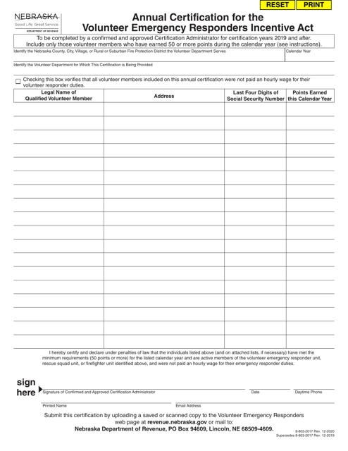 Form 8-803-2017  Printable Pdf