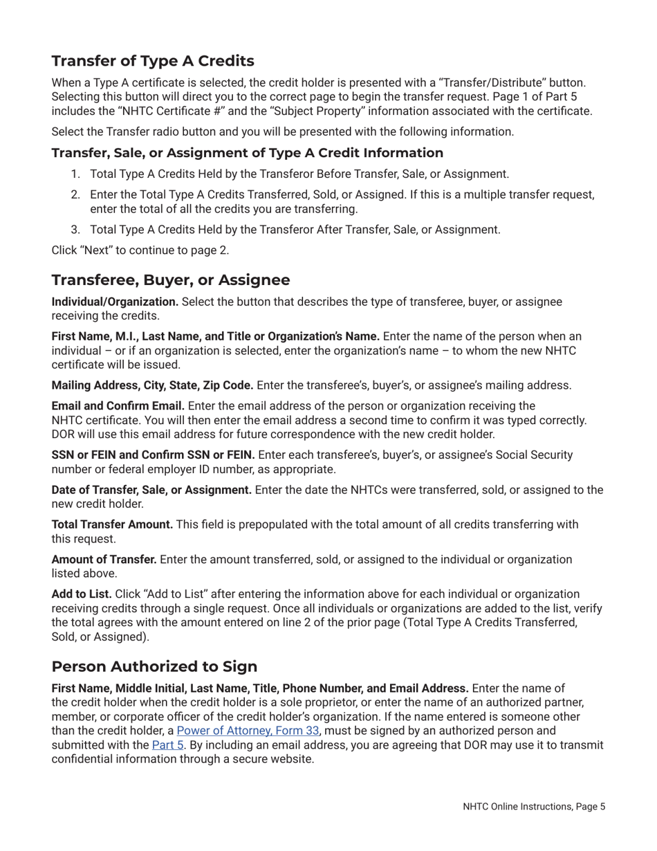 Instructions for Form 8-767-2017 Part 4, 5 Nebraska Historic Tax Credit (Nhtc) - Nebraska, Page 5