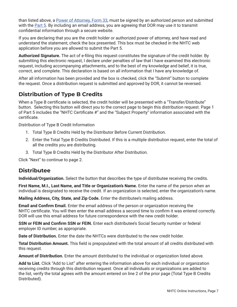 Instructions for Form 8-767-2017 Part 4, 5 Nebraska Historic Tax Credit (Nhtc) - Nebraska, Page 7