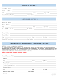 Form 114 Application for Liquor License: Railroad, Airline, Special Party Bus - Nebraska, Page 3