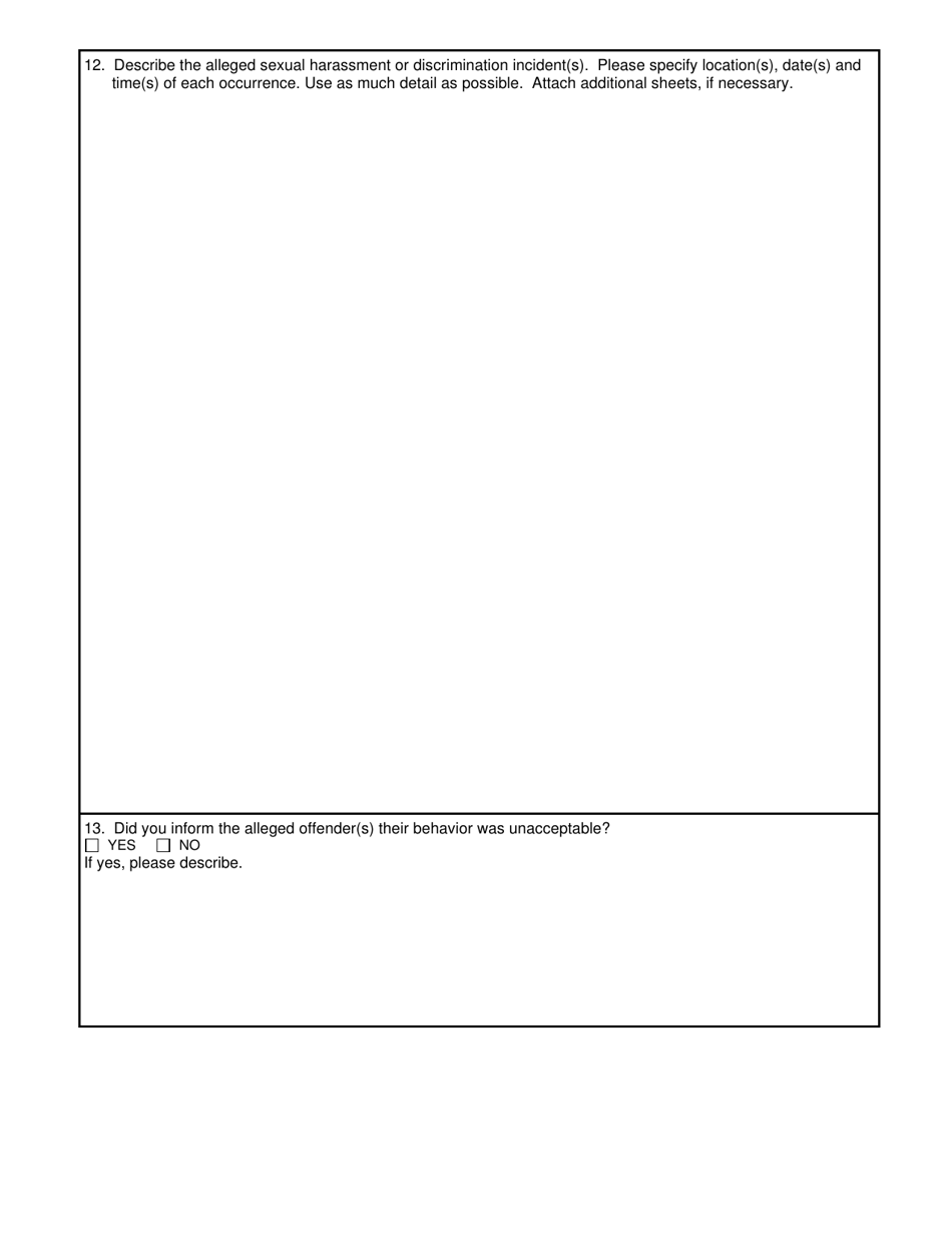 Form HR-30 Sexual Harassment or Discrimination Complaint Form - Nevada, Page 3