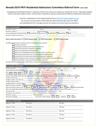 Document preview: Nevada Dcfs Prtf Residential Admissions Committee Referral Form - Nevada