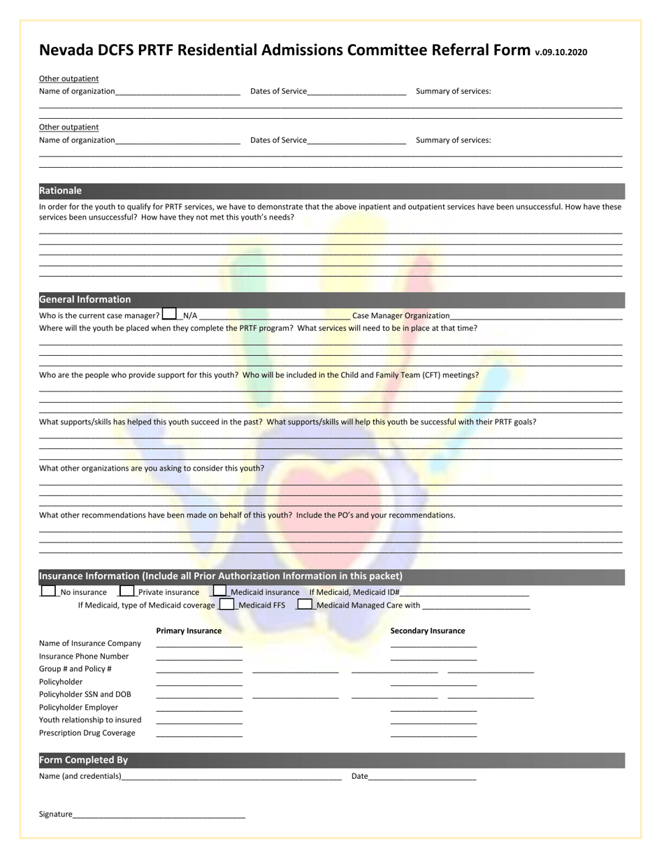 Nevada Dcfs Prtf Residential Admissions Committee Referral Form - Nevada, Page 4