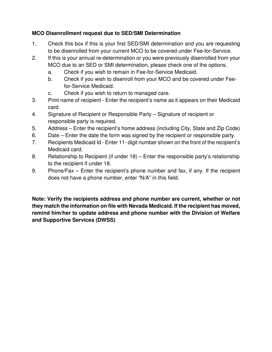 Form NMO-6080 Sed / Smi Mco Disenrollment Form - Nevada, Page 4