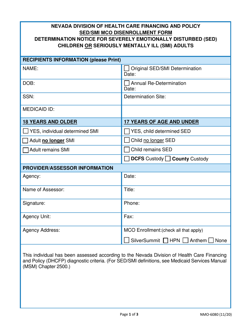 Form NMO-6080 Sed / Smi Mco Disenrollment Form - Nevada, Page 5